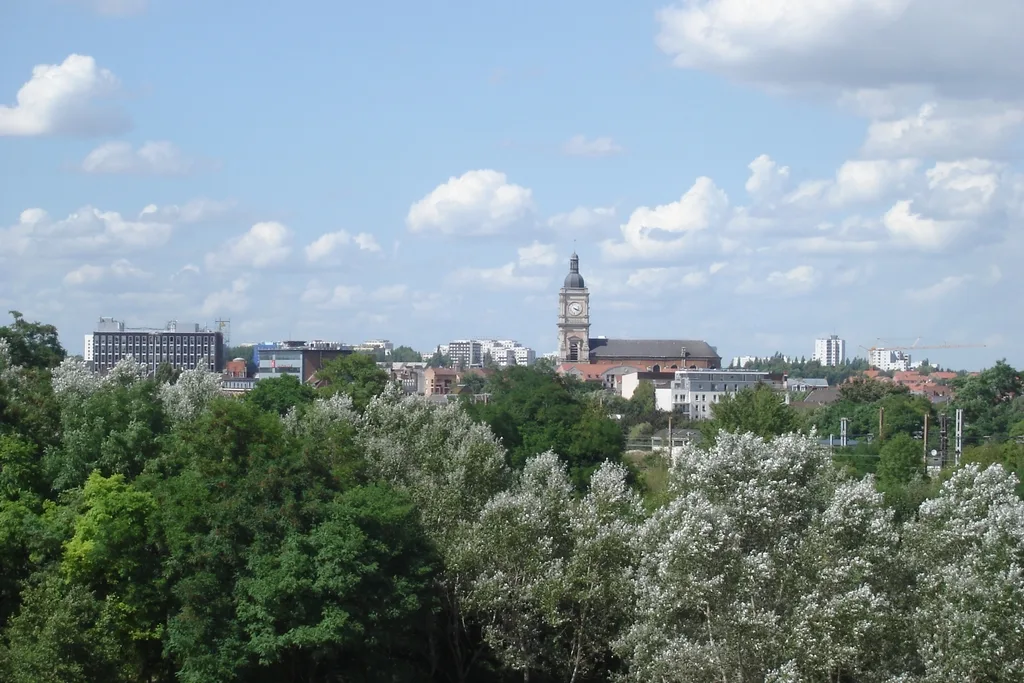 Archival view of Lens, France from the Glissoires park slag heap in nearby Avion