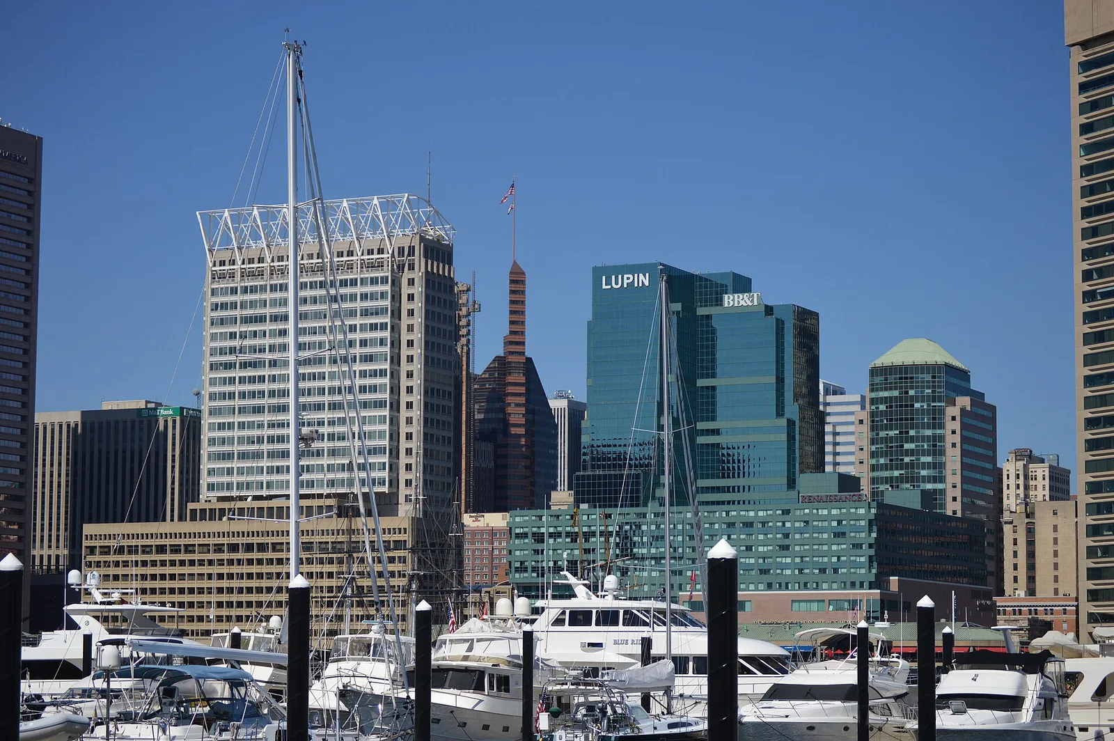 Archival view of Baltimores Inner Harbor and skyline