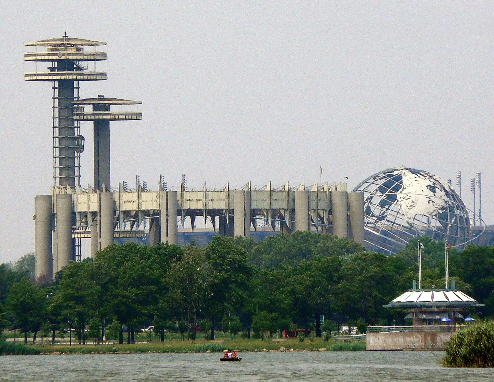 Archival Unisphere and New York State Pavilion in Flushing Meadows Corona Park, Queens