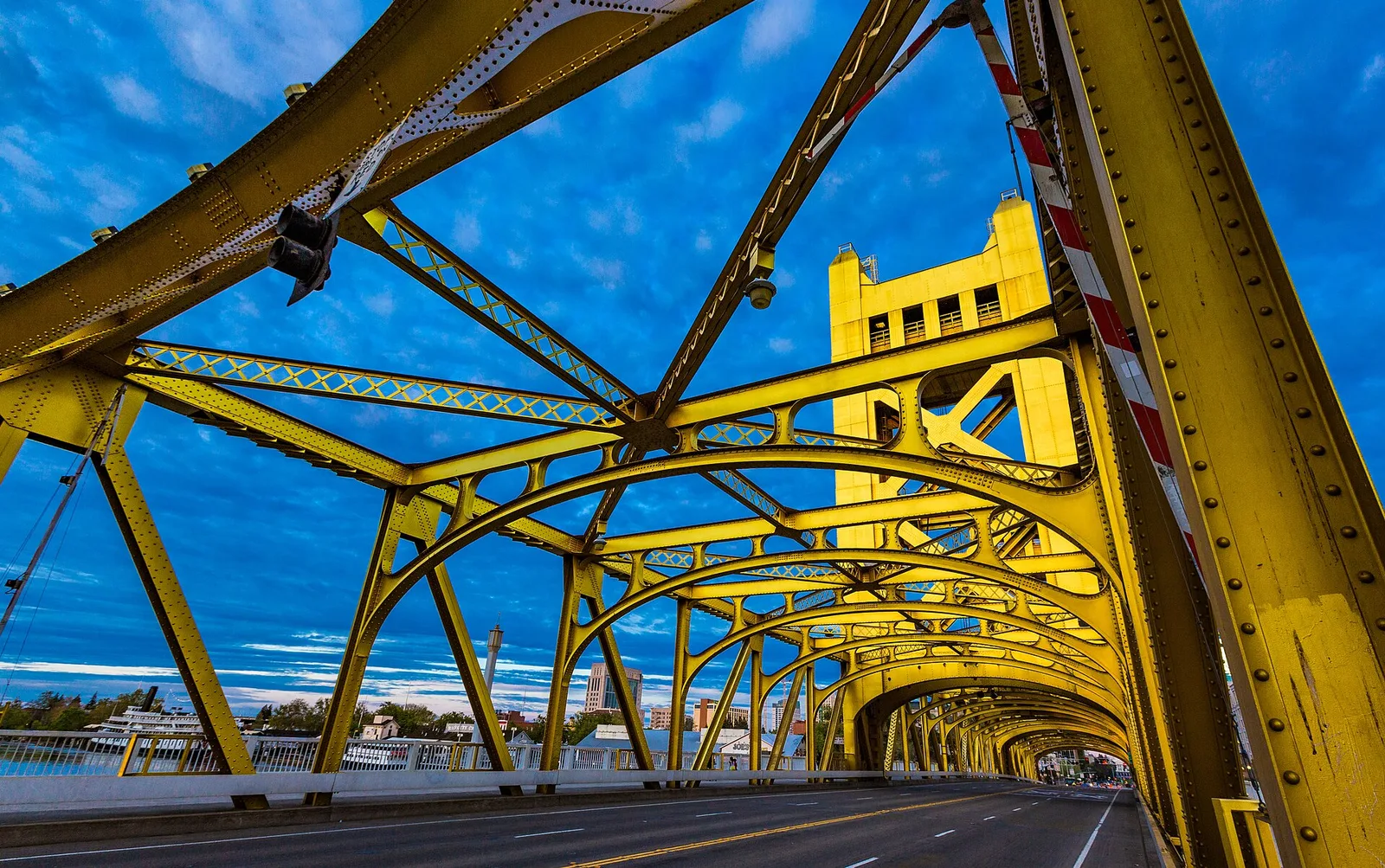 Archival view of Tower Bridge spanning the Sacramento River between West Sacramento and Sacramento