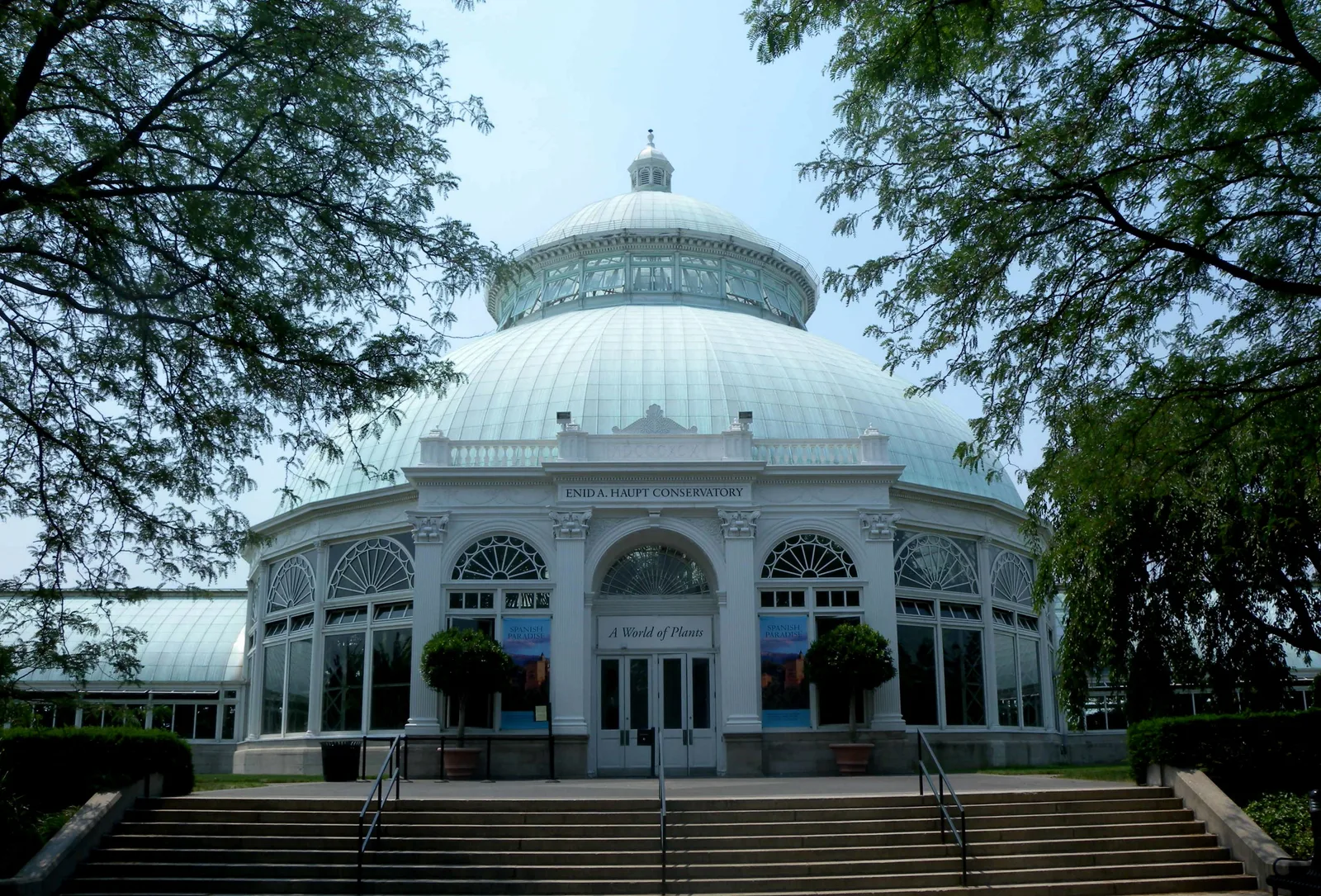 Archival Haupt Conservatory and grounds at New York Botanical Garden in the Bronx