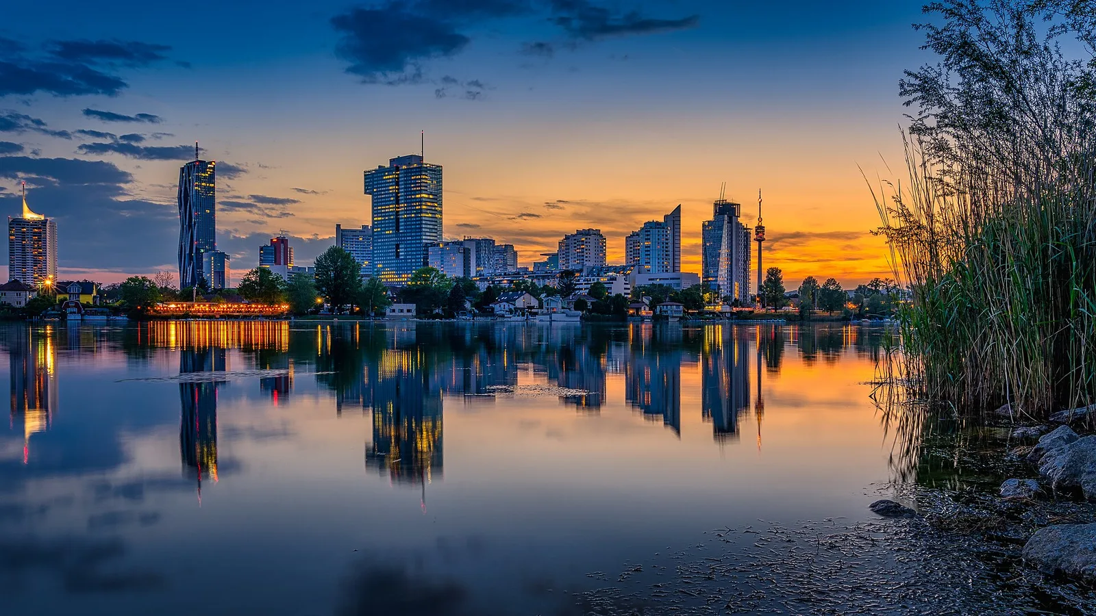 Vienna cityscape at sunset, used as archival city atmosphere