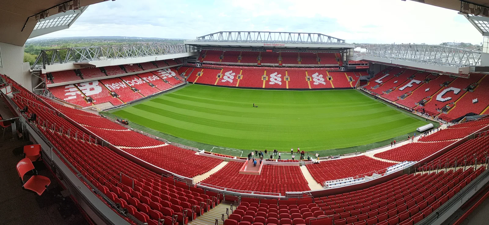 Anfield's stands and pitch, photographed in 2019