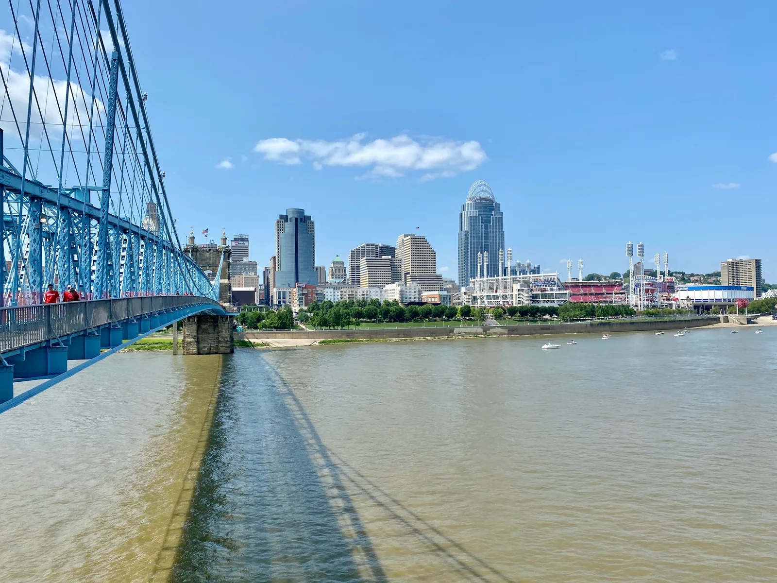 Archival Cincinnati skyline viewed across the Ohio River from Covington, Kentucky