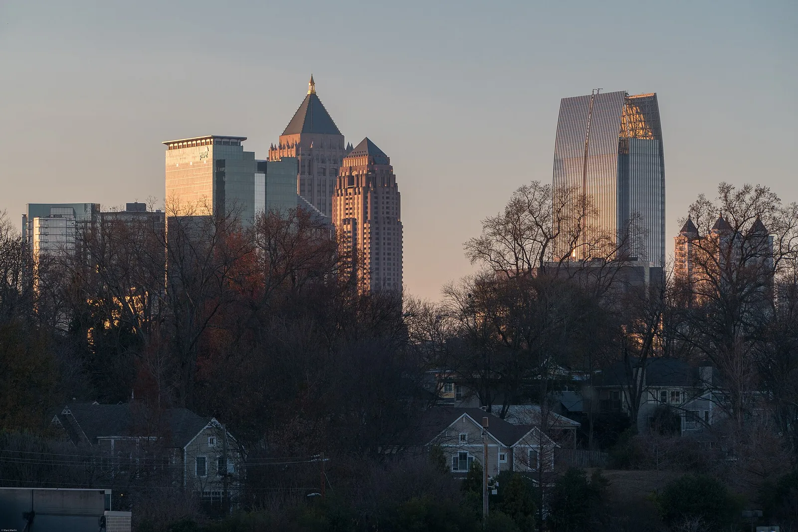 Archival Midtown Atlanta skyline at sunset, viewed from the Eastside BeltLine Trail