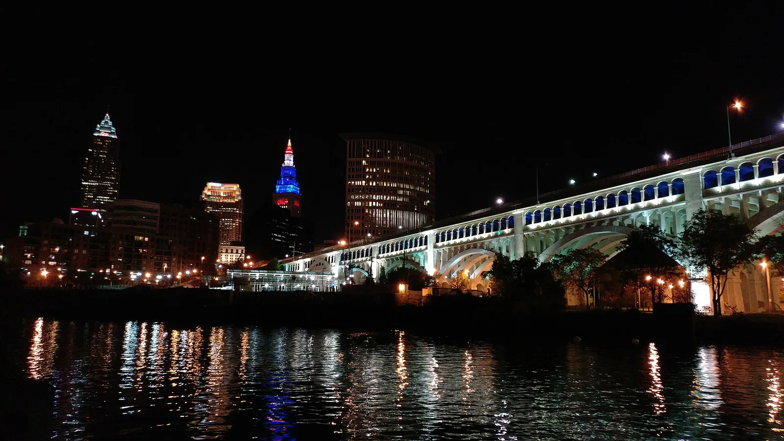 Archival Cleveland skyline and Lake Erie waterfront